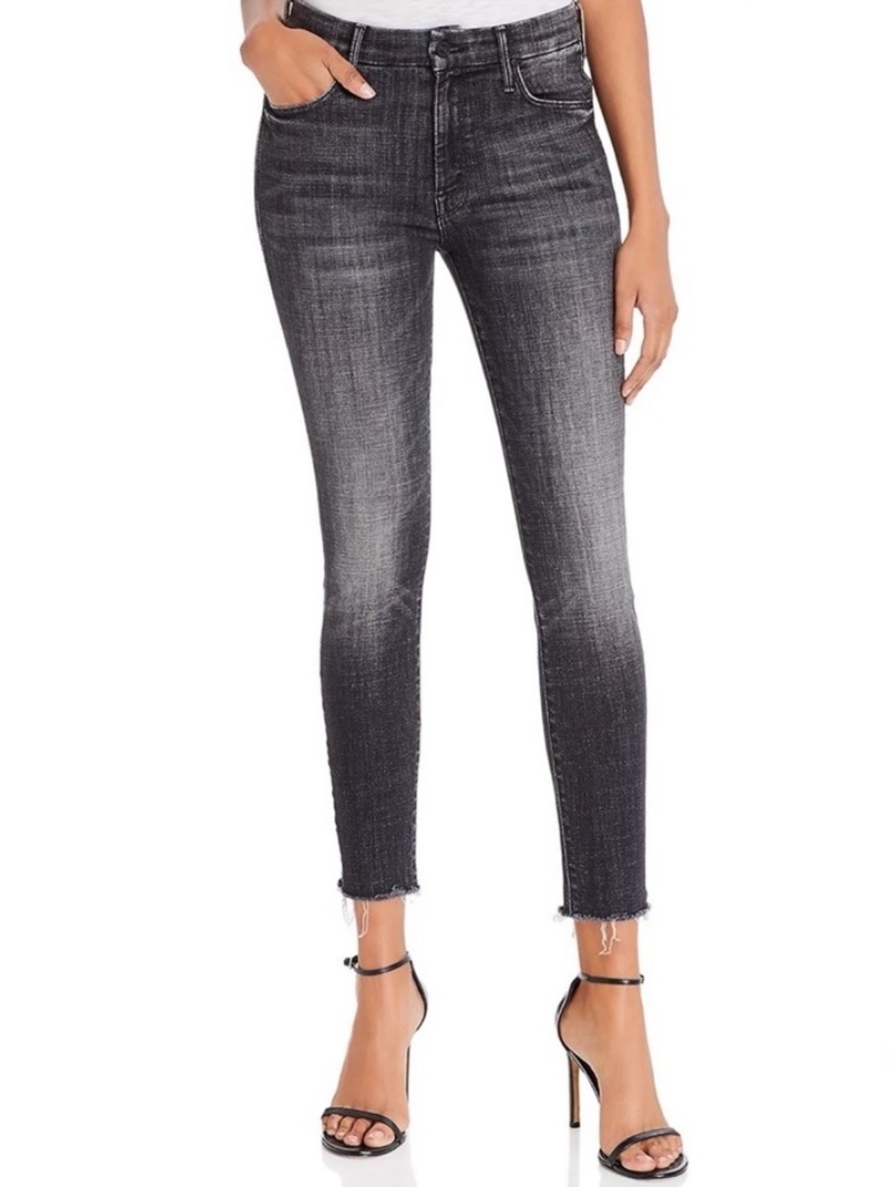 MOTHER Jeans the Looker Ankle Fray Stargazing Black Size 25
